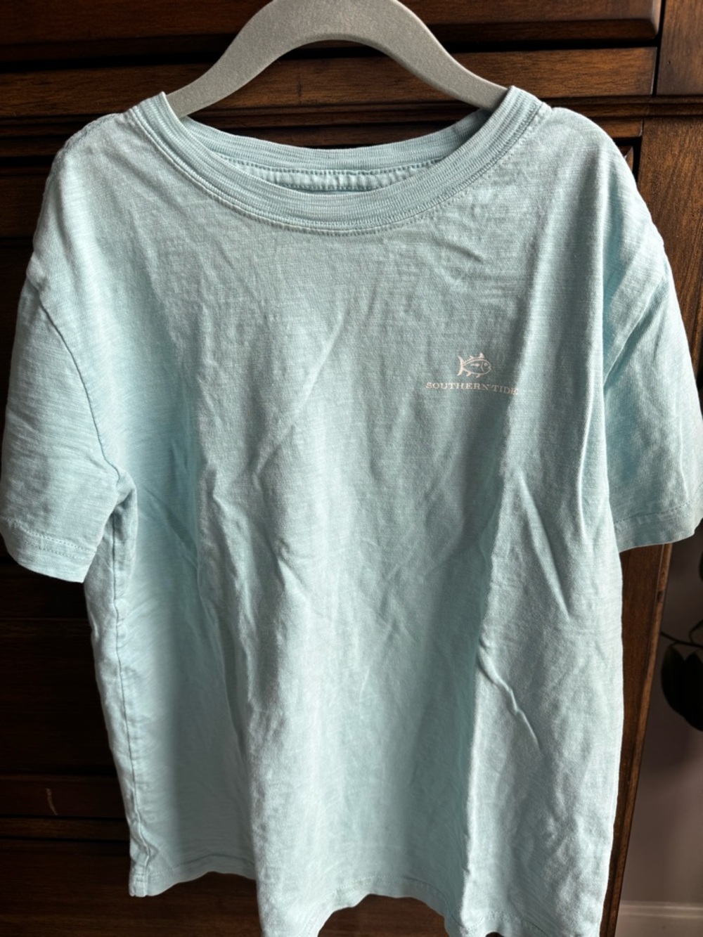 Southern Tide Pale Blue Short Sleeve Tee with White Logo S 8-10 M